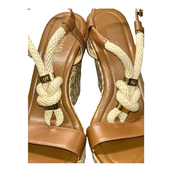 Michael Kors Holly Sandals Women's Size 6M Brown Rope Trim Wedge Heel - Picture 10 of 15